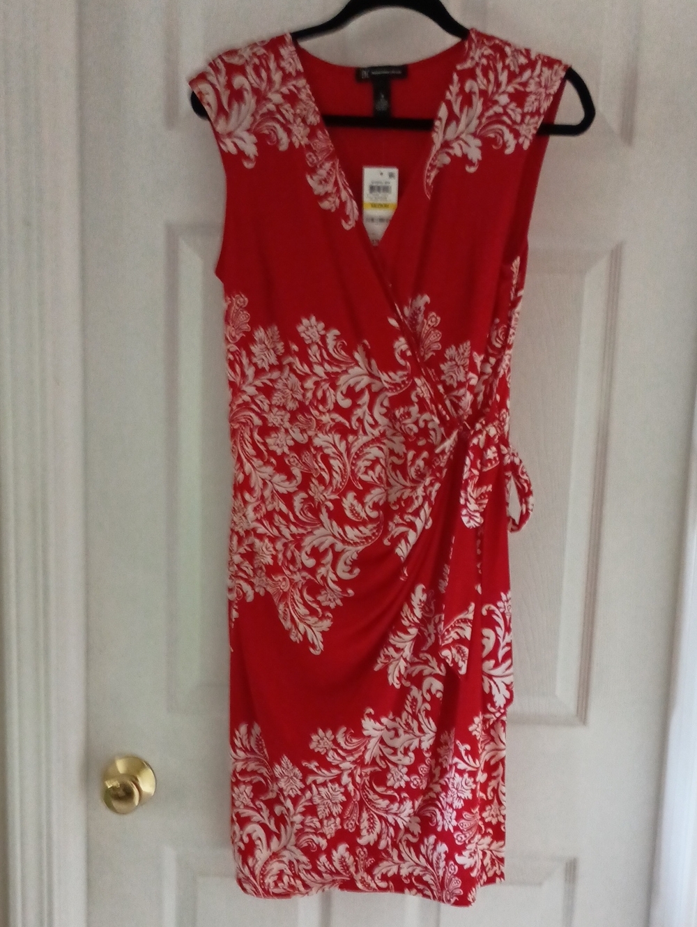 INC International Concepts Red and White Floral Wrap Midi Dress